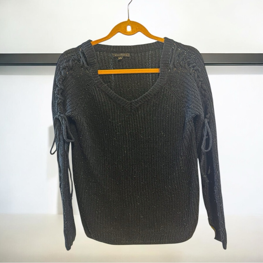 Staccato Black V-Neck Sweater Classic Knit